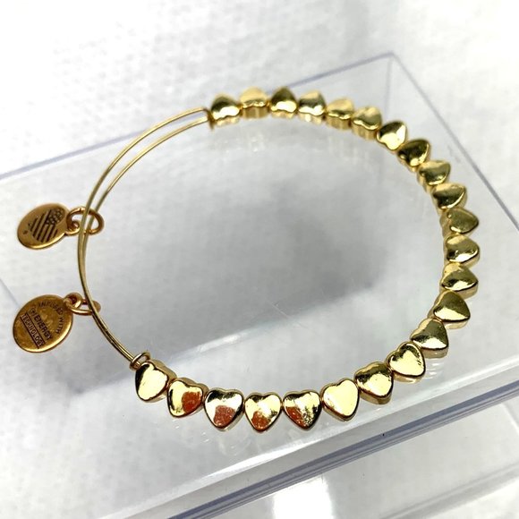 Alex and Ani Jewelry - 💎3/$20 Alex and Ani Beaded Hearts Charm Bracelet - Gold, Expands 2"- 3.5"